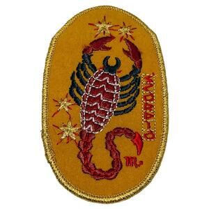 Scorpio Zodiac Sign 4.5" x 2.75" Gold Vintage 1970 Embroidered Sew-on Patch